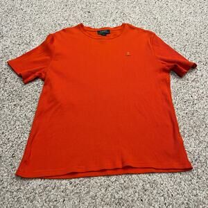 Vintage Lauren Ralph Lauren Ribbed Orange Short Sleeve Tee Sz XL Anchor Logo